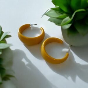 Mastard yellow acrylic half hoop earrings