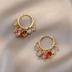 Multicolour crystal hoop earrings