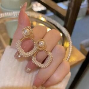 Korean Pearl Hoop Earrings for Women | Gold-Plated Fashion Jewelry for Casual & Party Wear