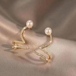 Pearl Glint – No-Pierce Climber Earrings